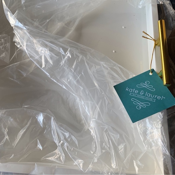 Kate & Laurel White Lipton Decorative Tray Polished Handles 16 x 16” - Picture 8 of 9